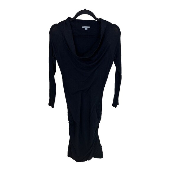 James Perse Black Bodycon Ruched Dress Size 2 - Picture 1 of 5